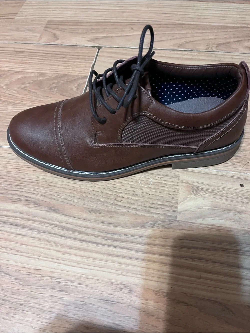 Steve Madden Brown Leather Kids Lace-Up Dress Shoes